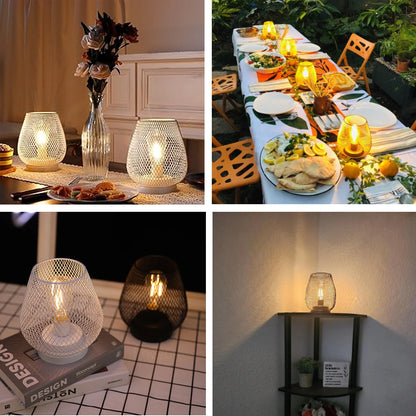 Industrial Birdcage Table Lamp – Retro Iron Geometric LED Night Light