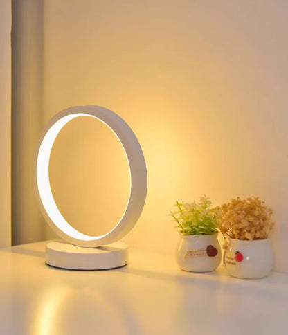20cm LED Ring Table Lamp – Dimmable Round Night Light