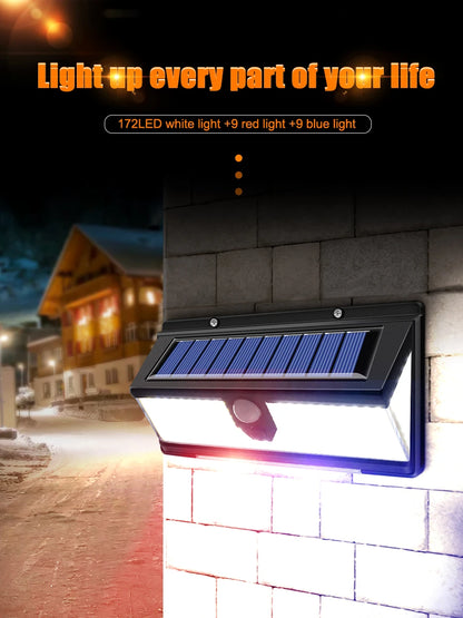 190 LED Solar Motion Sensor Wall Light – 4 Modes, IP65 Waterproof