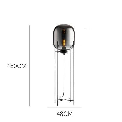 Postmodern Nordic Industrial Style Smoke Gray Glass Four-legged Floor Lamp Creative Personality Living Room Bedroom Table Lamps