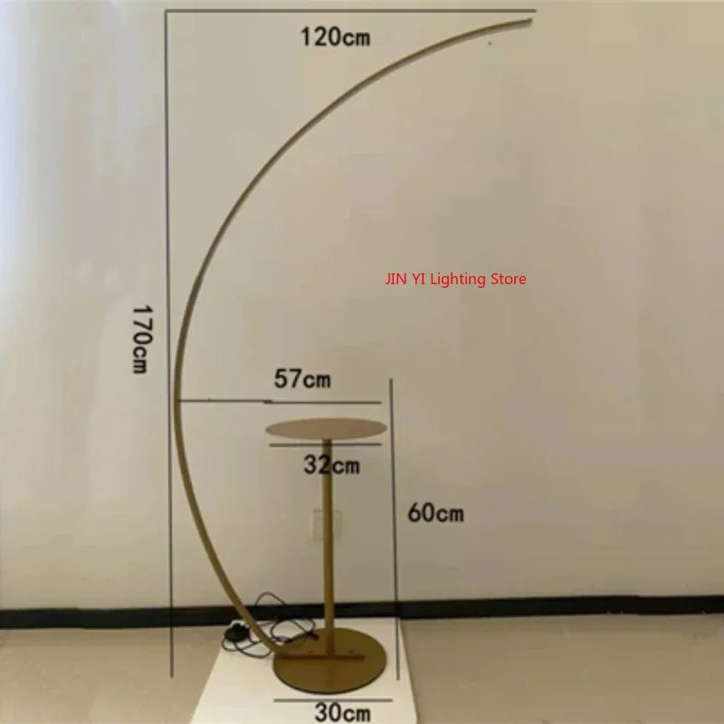 Nordic Minimalist White Gold C-shaped Lamp Living Room Sofa Bedroom Study Bedside Corner Led Dimmable Remote Control