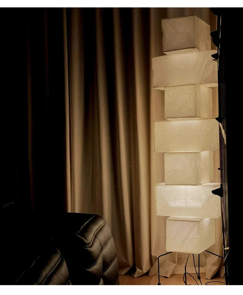 Akari-Style Rice Paper Floor Lamp – Japanese Designer Standing Light