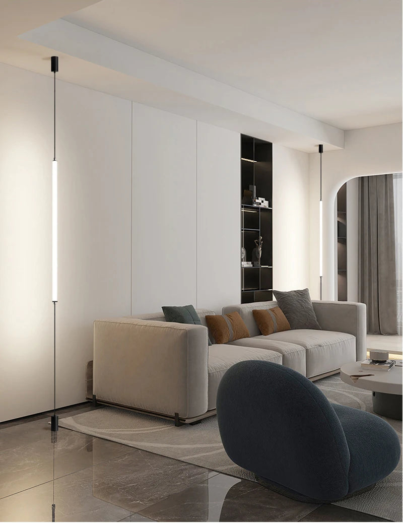 Italy Design Bedroom Bedside LED Floor Lamps Acrylic Sconces Long Line Light Modern Black Hotel Living Room LED Floor Light Home