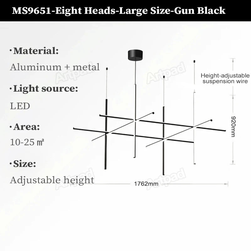 Italian Designer Tube Chandelier – Post-Modern LED Gold & Chrome Pendant Light