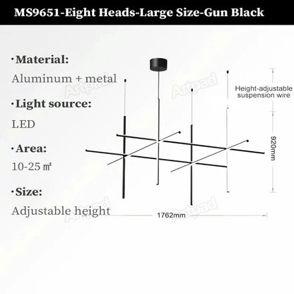 Italian Designer Tube Chandelier – Post-Modern LED Gold & Chrome Pendant Light