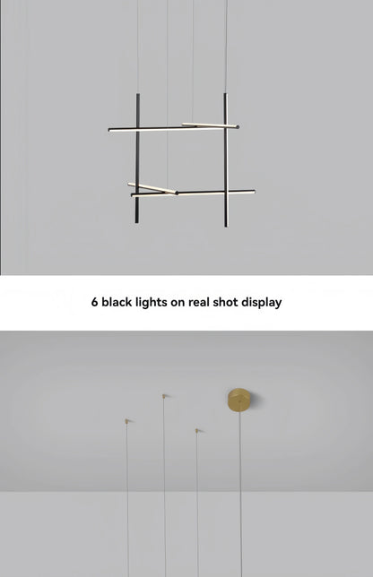 Italian Designer Tube Chandelier – Post-Modern LED Gold & Chrome Pendant Light
