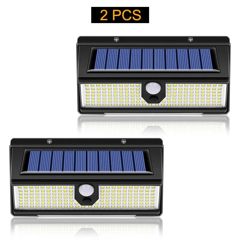 190 LED Solar Motion Sensor Wall Light – 4 Modes, IP65 Waterproof