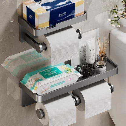 Toilet paper holder, wall-mounted storage rack for bathroom, waterproof tissue roll holder, restroom paper towel dispenser