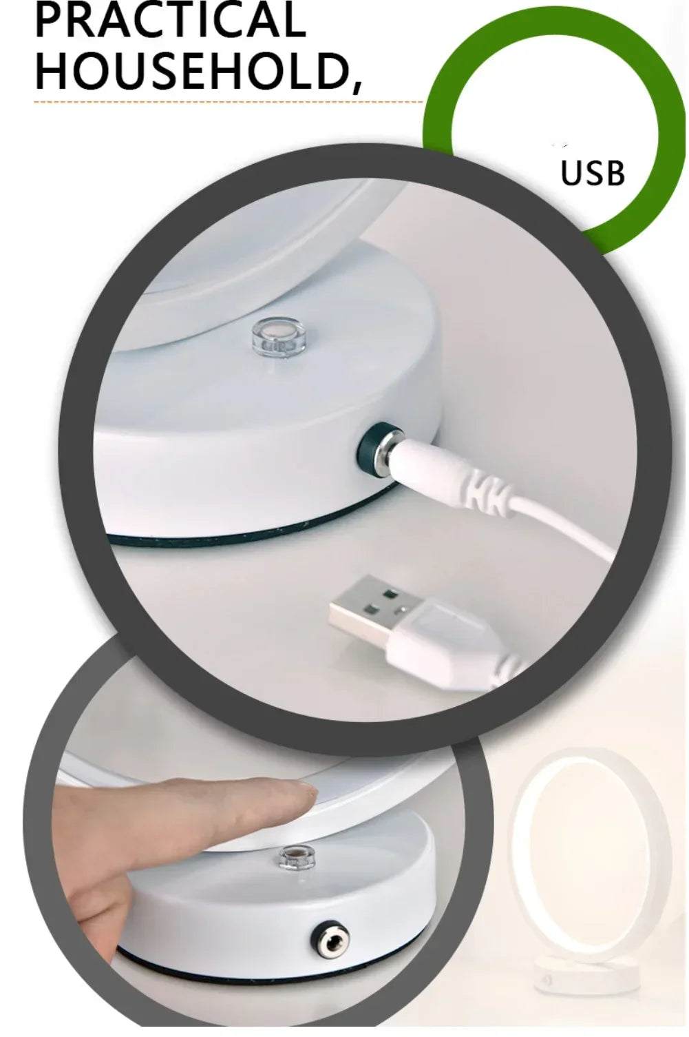 20cm LED Ring Table Lamp – Dimmable Round Night Light