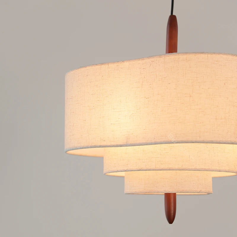 Nordic Wabi-Sabi Fabric Pendant Light – Minimalist Chandelier for Living & Dining Room