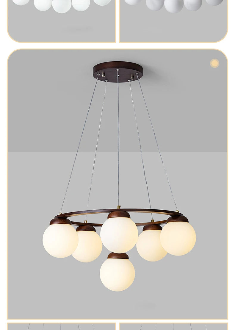 Nordic Wood Ring Chandelier – Modern LED Pendant Light for Dining Room & Living Room