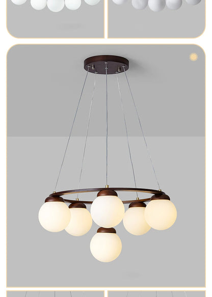 Nordic Wood Ring Chandelier – Modern LED Pendant Light for Dining Room & Living Room