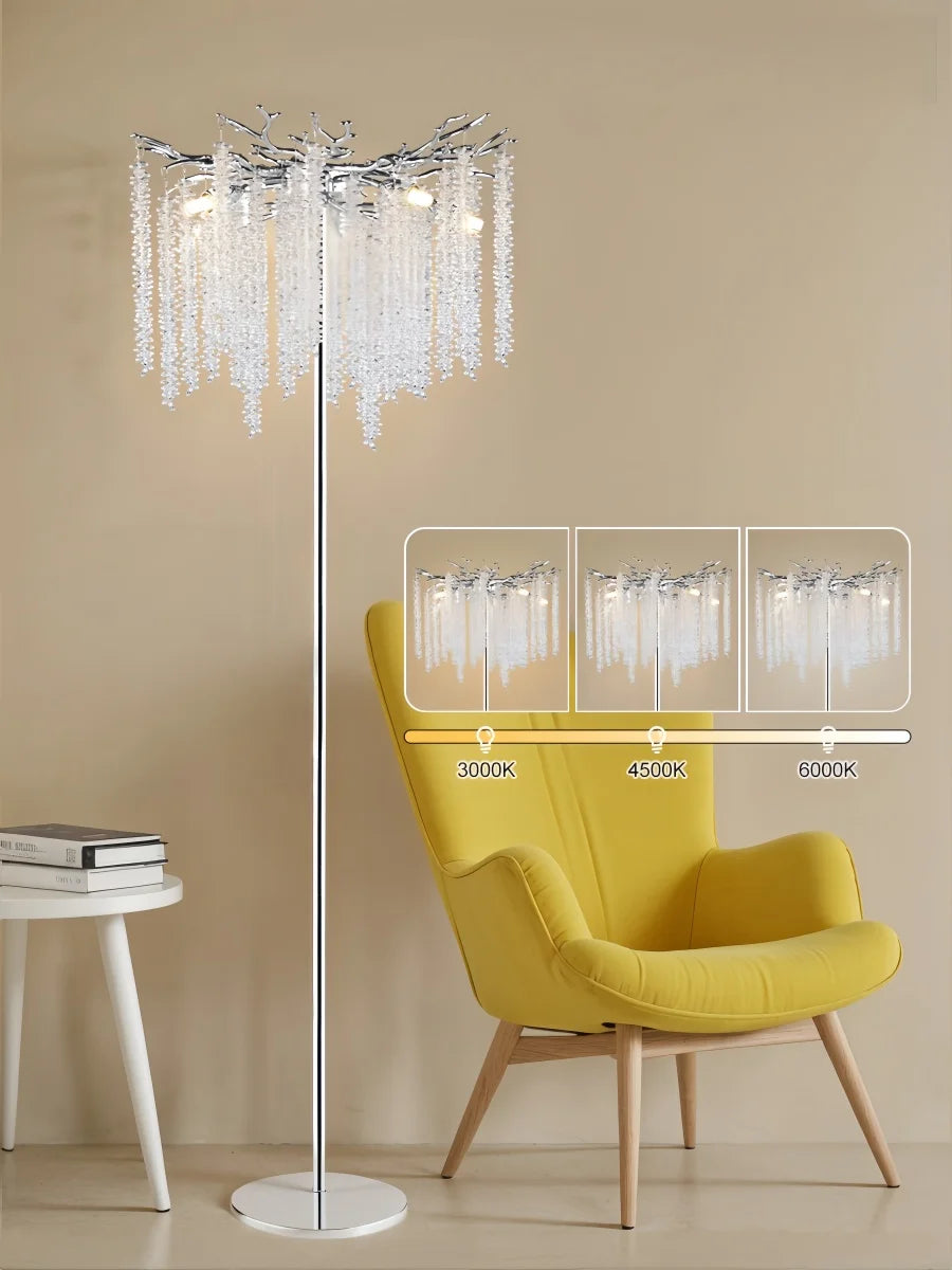 Nordic Luxury Crystal Floor Lamp - Modern Gold LED Stand Light for Living Room & Bedroom | Indoor Decor Lighting Fixture