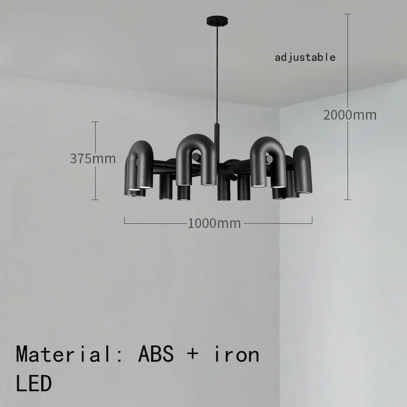 Nordic U-Shaped Art Chandelier – Designer LED Pendant Light for Living Room & Dining