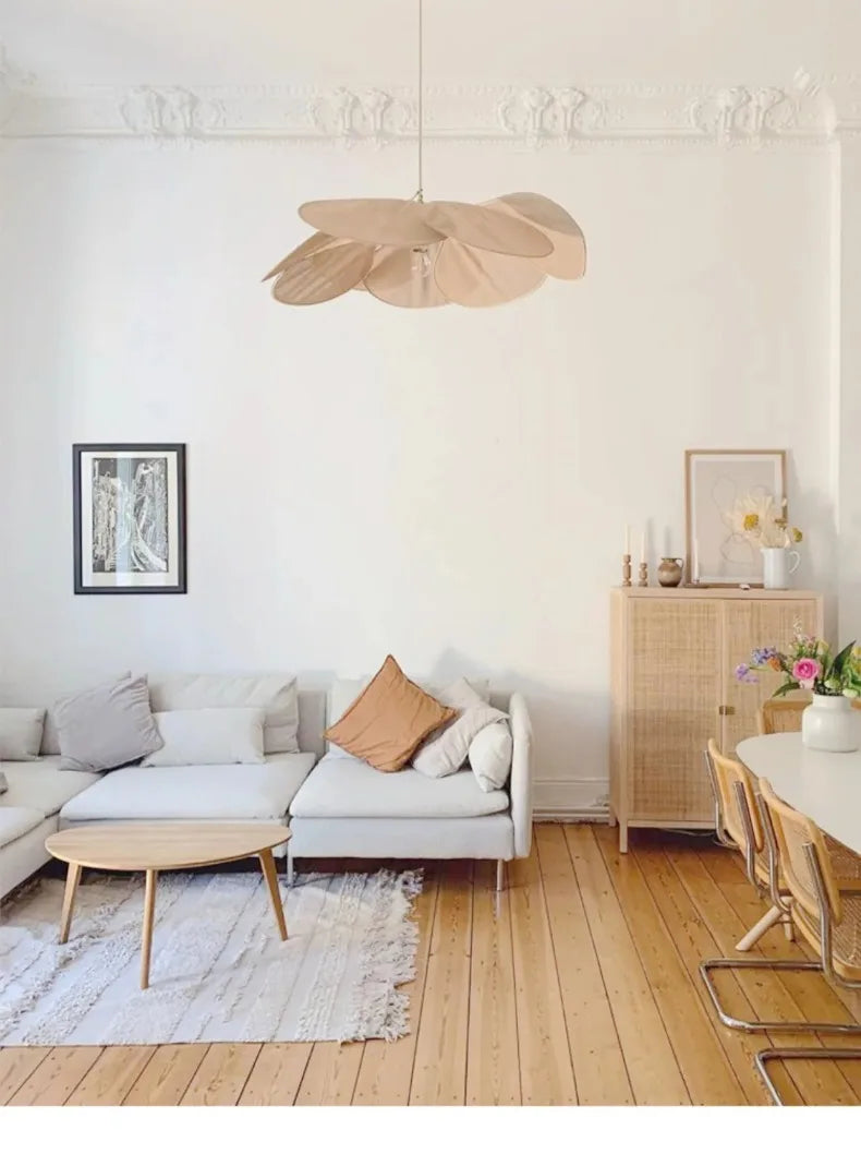 Colorful Petal Pendant Light – Fabric Flower Chandelier for Living Room & Bedroom