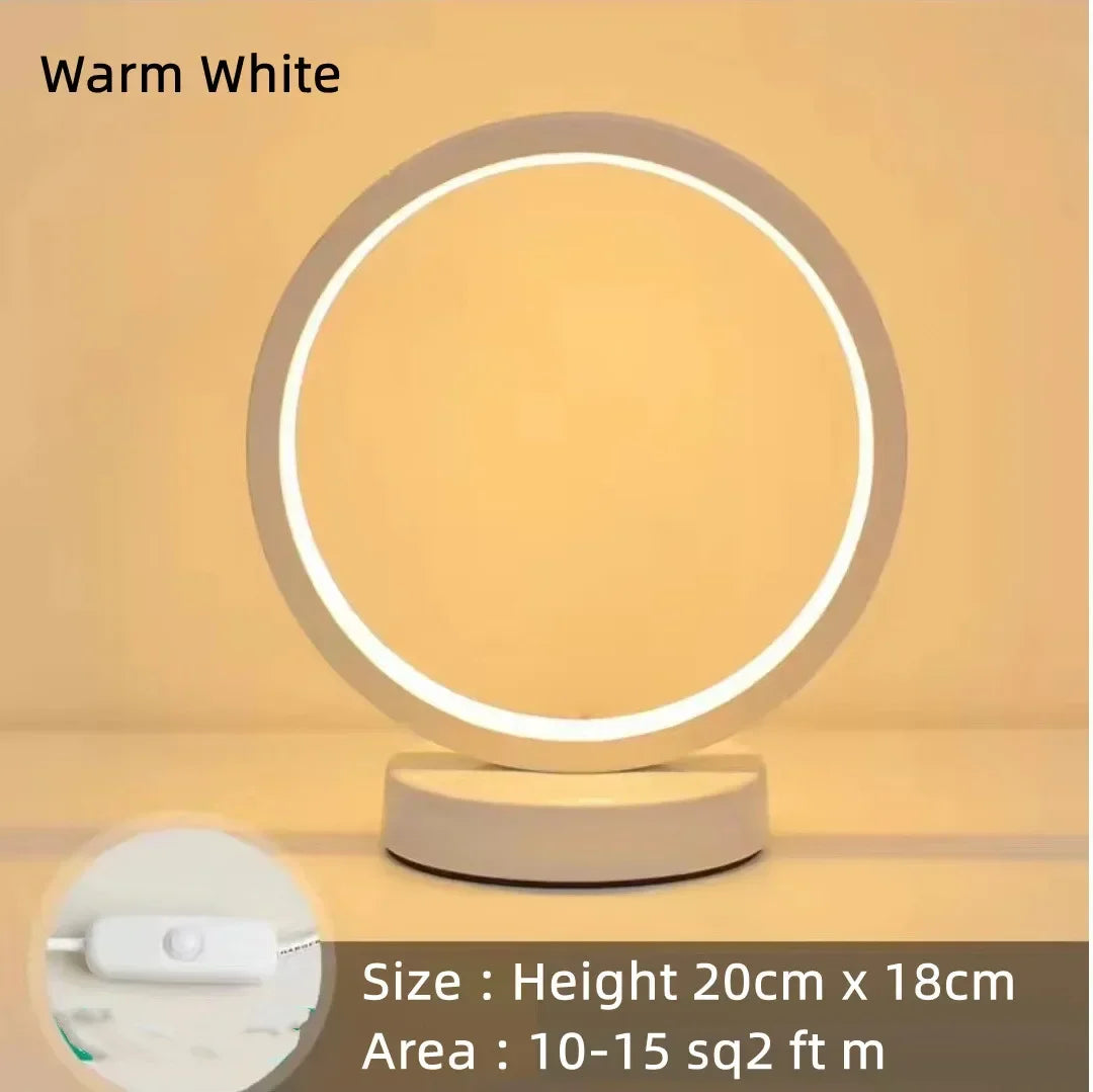 20cm LED Ring Table Lamp – Dimmable Round Night Light