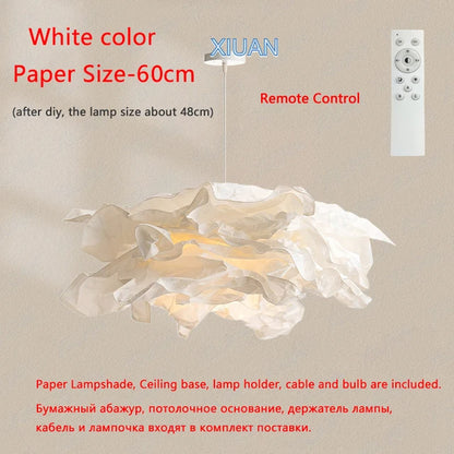 Minimalist Paper Pendant Chandelier – DIY LED Suspension Light for Bedroom & Living Room