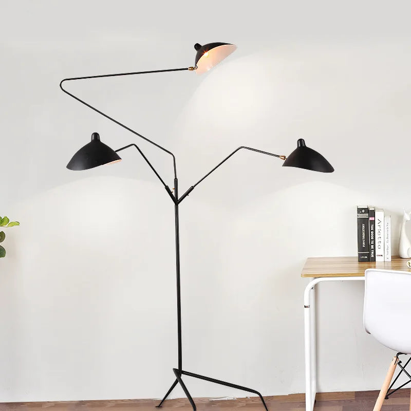 Serge Mouille 3-arm Floor lamp Designer Tripod LED Lamp Adjustable Spider Standing Lamp Loft master bedroom decor reading light