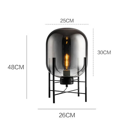 Postmodern Nordic Industrial Style Smoke Gray Glass Four-legged Floor Lamp Creative Personality Living Room Bedroom Table Lamps
