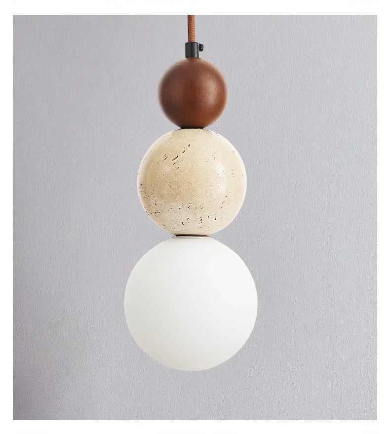 Bauhaus Cream Stone Pendant Lamp – Designer LED Chandelier for Bedroom & Dining
