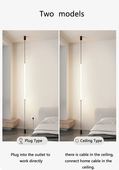 Italy Design Bedroom Bedside LED Floor Lamps Acrylic Sconces Long Line Light Modern Black Hotel Living Room LED Floor Light Home