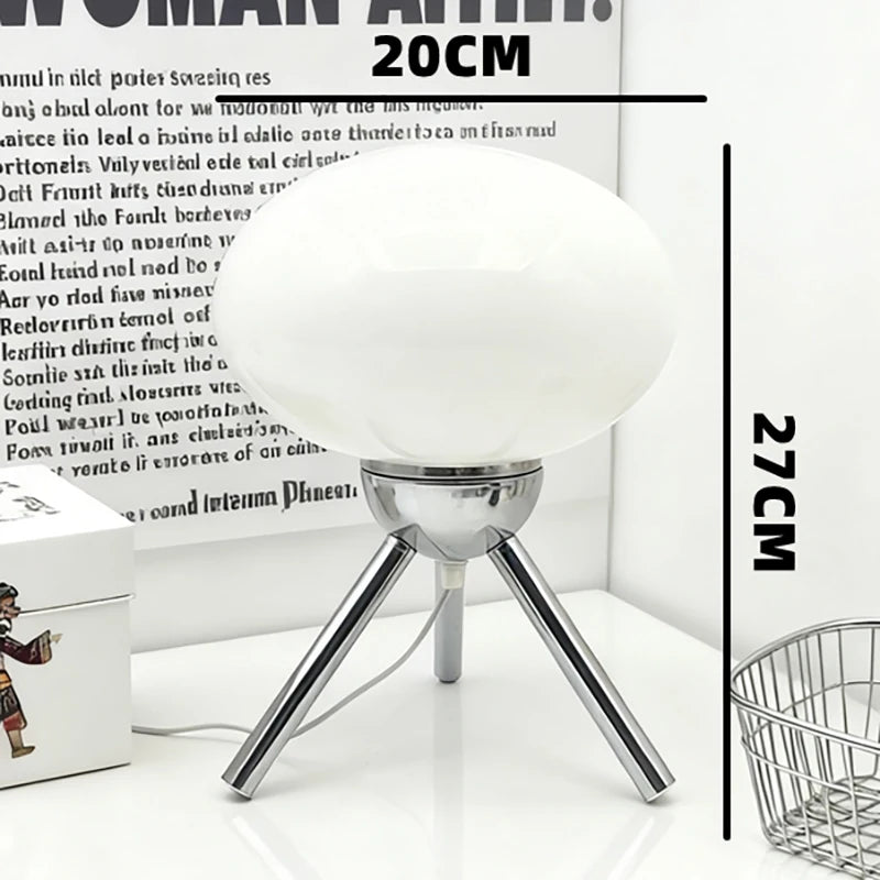 Bauhaus Glass Mushroom Table Lamp – Nordic Retro Bedside Ambient Light with Dimmer