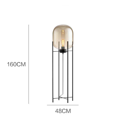 Postmodern Nordic Industrial Style Smoke Gray Glass Four-legged Floor Lamp Creative Personality Living Room Bedroom Table Lamps