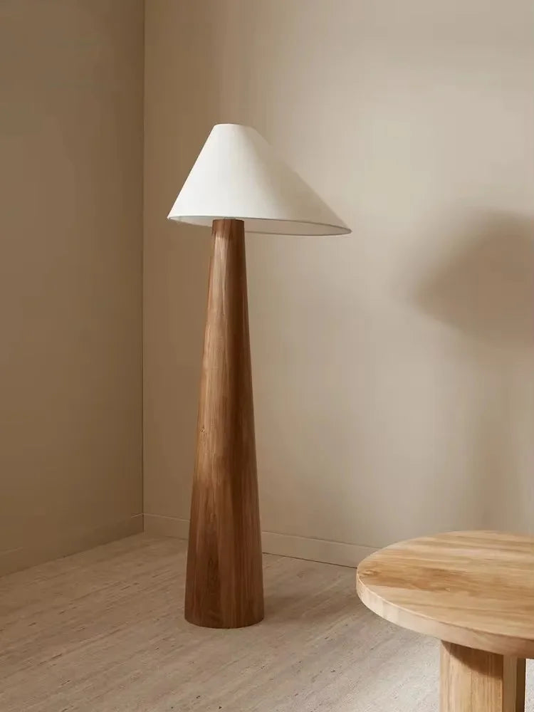 Conical Oak Floor Lamp Wabi Sabi Retro Floor Lamp Living Room Bedroom Study Solid Wood Desk Lamp Bedside Lamp Home Decoration