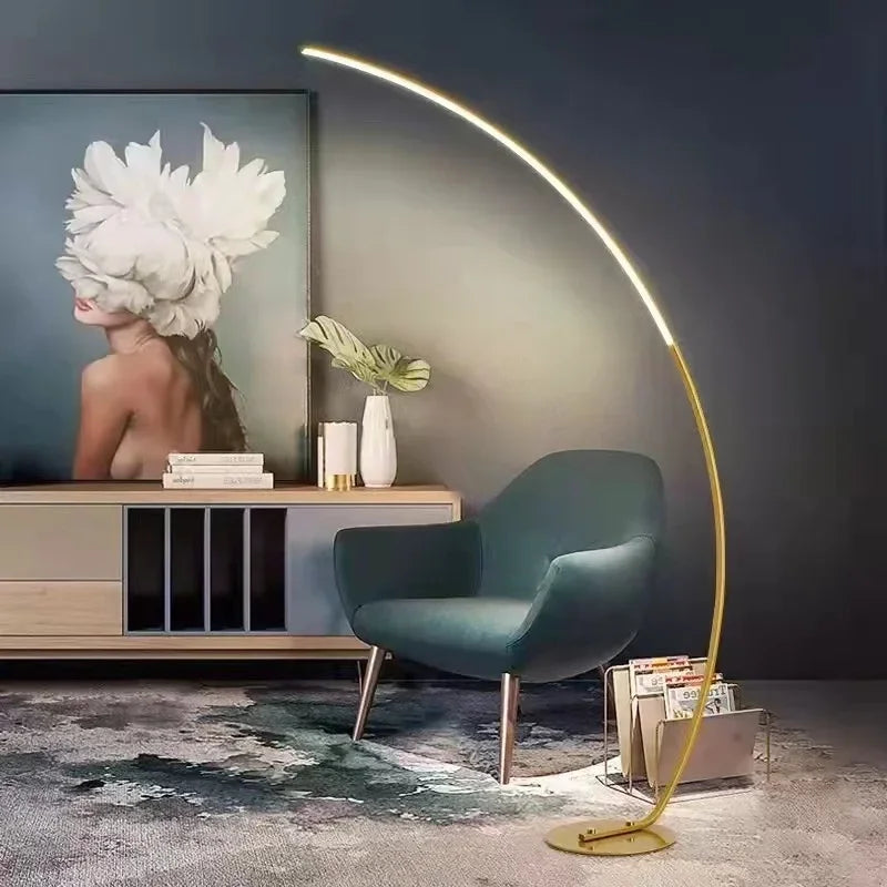 Nordic Minimalist White Gold C-shaped Lamp Living Room Sofa Bedroom Study Bedside Corner Led Dimmable Remote Control