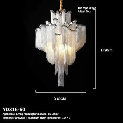 Floral Tassel Staircase Chandelier – Grand LED Pendant for Villa & Duplex Spaces