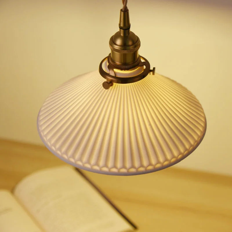 Japanese Ceramic Pendant Chandelier – Nordic Bronze Retro Light for Living Room & Entryway