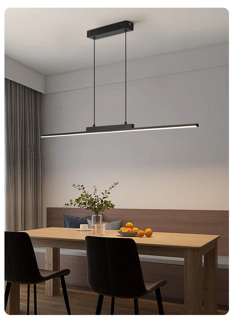Modern Linear Pendant Light – Long Chandelier for Dining Room & Kitchen