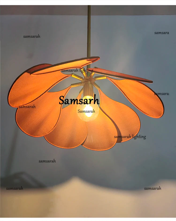 Colorful Petal Pendant Light – Fabric Flower Chandelier for Living Room & Bedroom