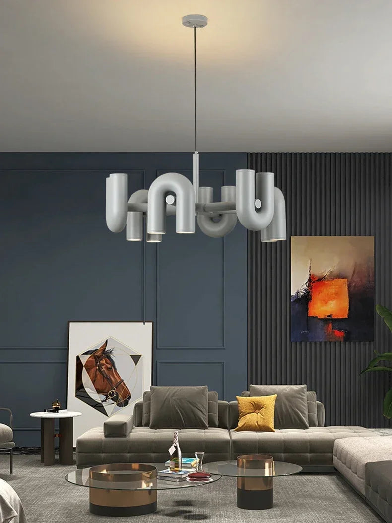 Nordic U-Shaped Art Chandelier – Designer LED Pendant Light for Living Room & Dining