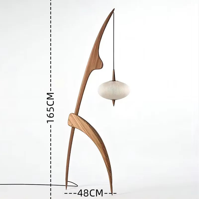 Japanese Modern Simple Walnut Solid Wood Floor Lamp Living Room Bedroom Bedside Creative Exhibition Hall Corner Standing Light