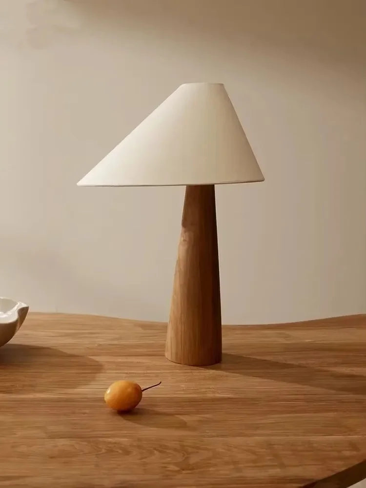 Conical Oak Floor Lamp Wabi Sabi Retro Floor Lamp Living Room Bedroom Study Solid Wood Desk Lamp Bedside Lamp Home Decoration