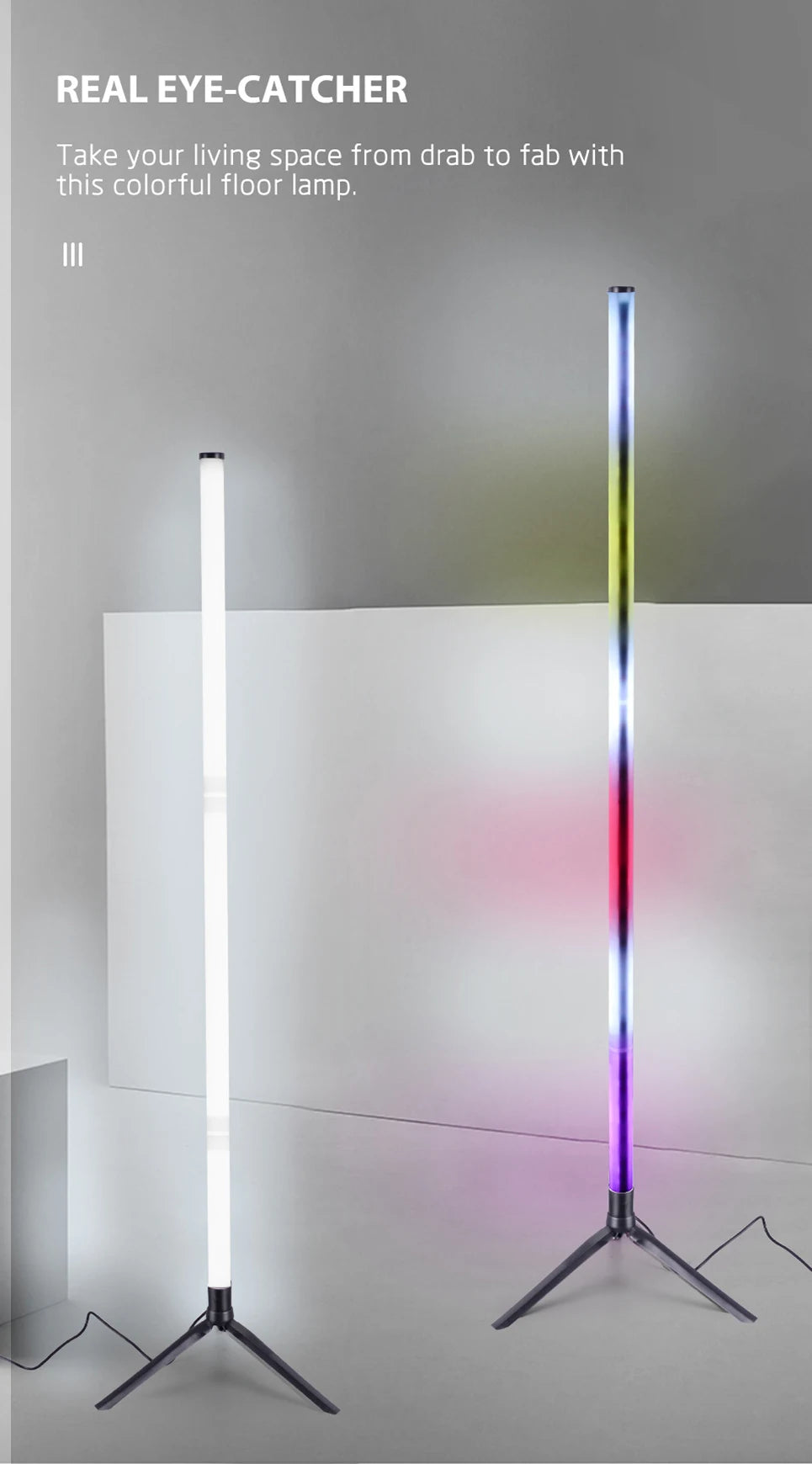 RGB LED Floor Lamp Remote APP Control Music Sync Corner Mood Lighting Smart Modern Mood Standing Lights for Bedroom Living Room