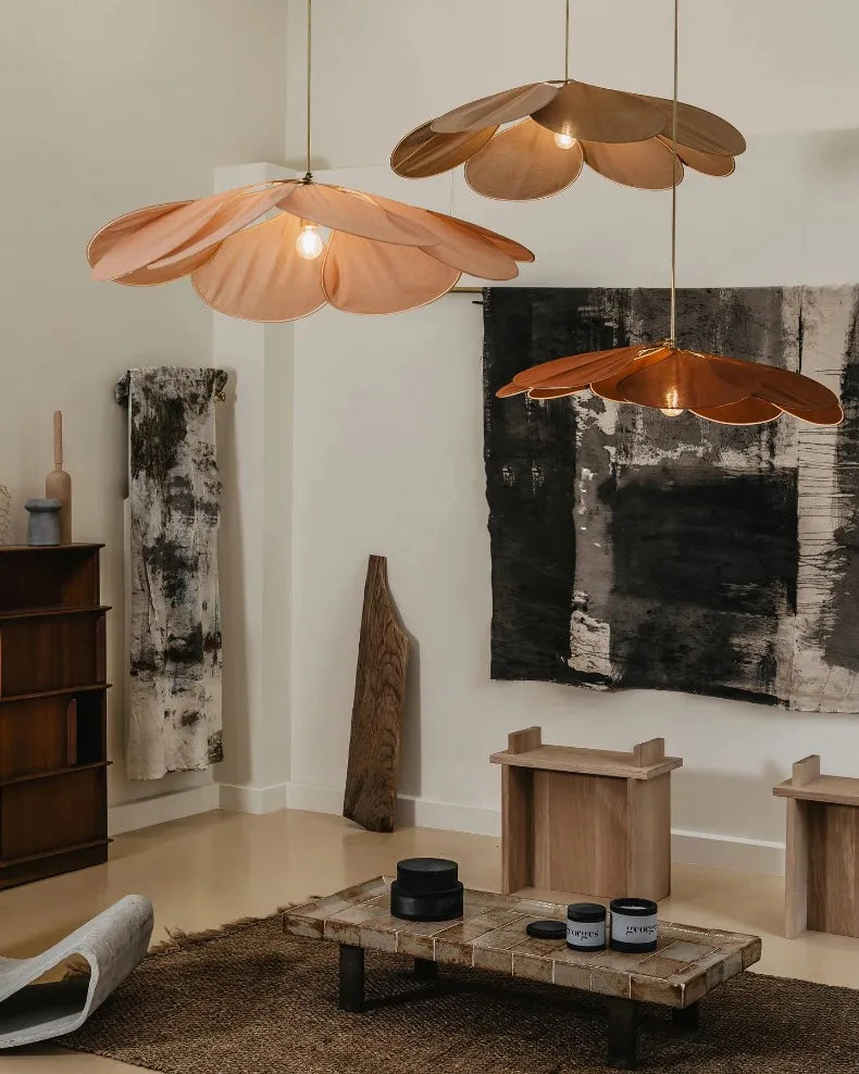 Colorful Petal Pendant Light – Fabric Flower Chandelier for Living Room & Bedroom