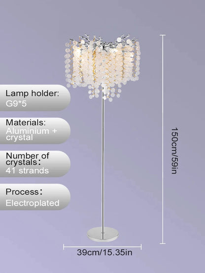 Nordic Luxury Crystal Floor Lamp - Modern Gold LED Stand Light for Living Room & Bedroom | Indoor Decor Lighting Fixture