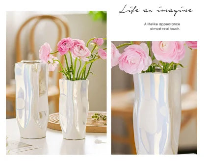 Silver Electroplated Ceramic Vase