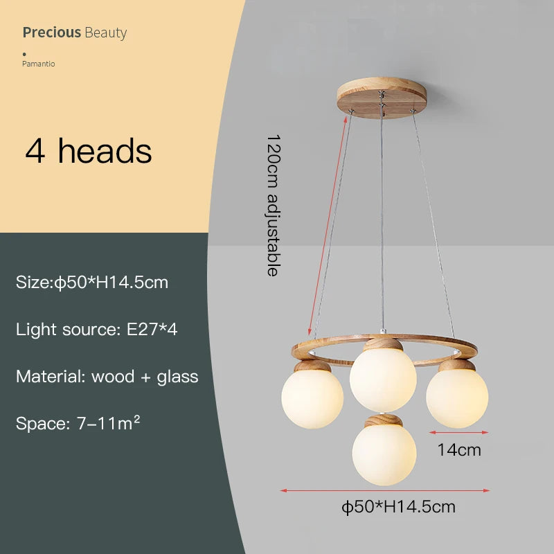 Nordic Wood Ring Chandelier – Modern LED Pendant Light for Dining Room & Living Room