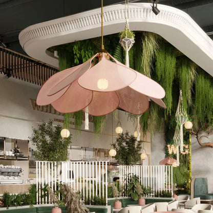 Colorful Petal Pendant Light – Fabric Flower Chandelier for Living Room & Bedroom