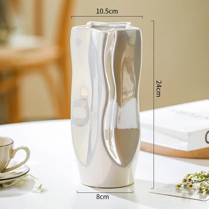 Silver Electroplated Ceramic Vase