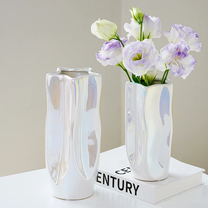 Silver Electroplated Ceramic Vase