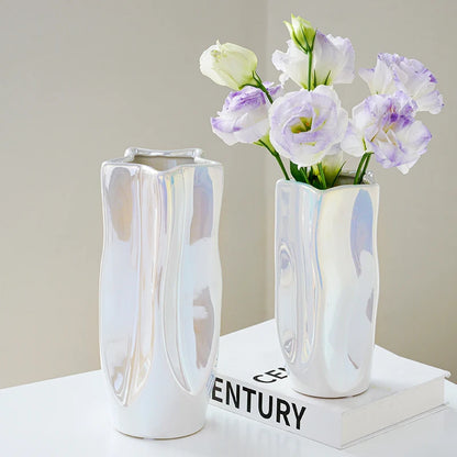 Silver Electroplated Ceramic Vase