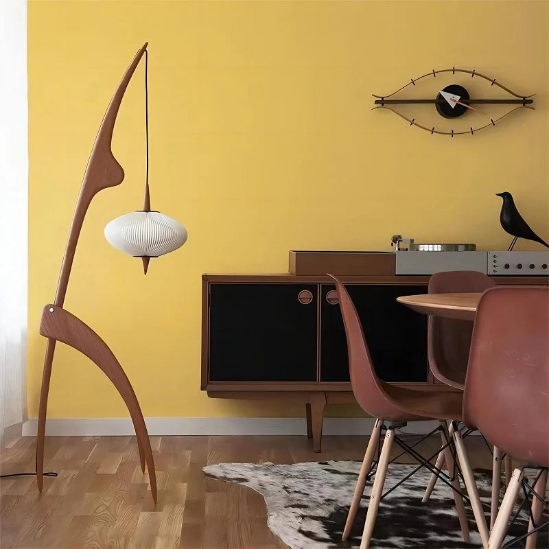 Japanese Modern Simple Walnut Solid Wood Floor Lamp Living Room Bedroom Bedside Creative Exhibition Hall Corner Standing Light