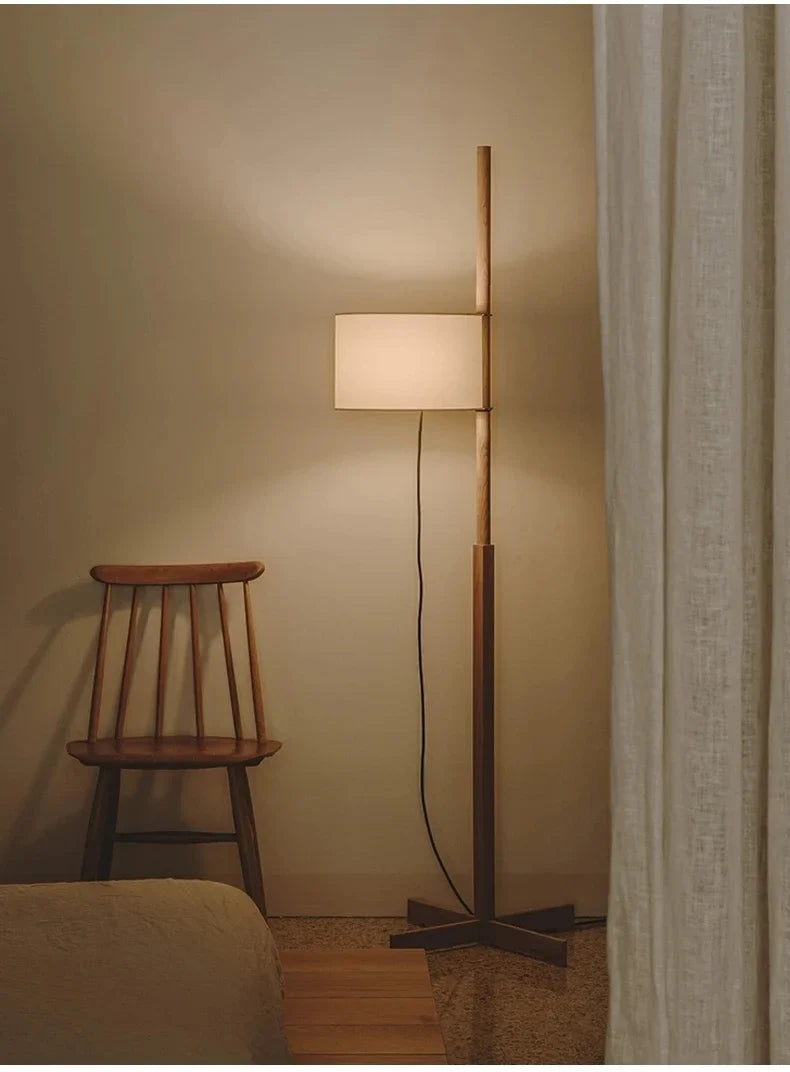 Japanese floor lamp Designer fabric Liftable adjustable floor lamp Retro wooden floor lamps Living Room Salon reading floor lamp