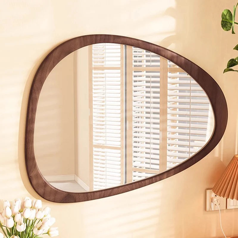 Asymmetrical Wooden Wall Mirror