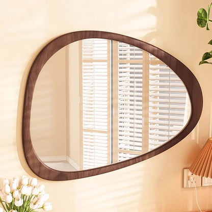 Asymmetrical Wooden Wall Mirror