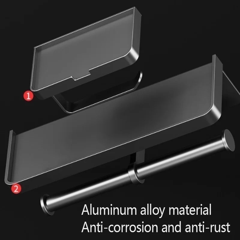 Toilet paper holder, wall-mounted storage rack for bathroom, waterproof tissue roll holder, restroom paper towel dispenser
